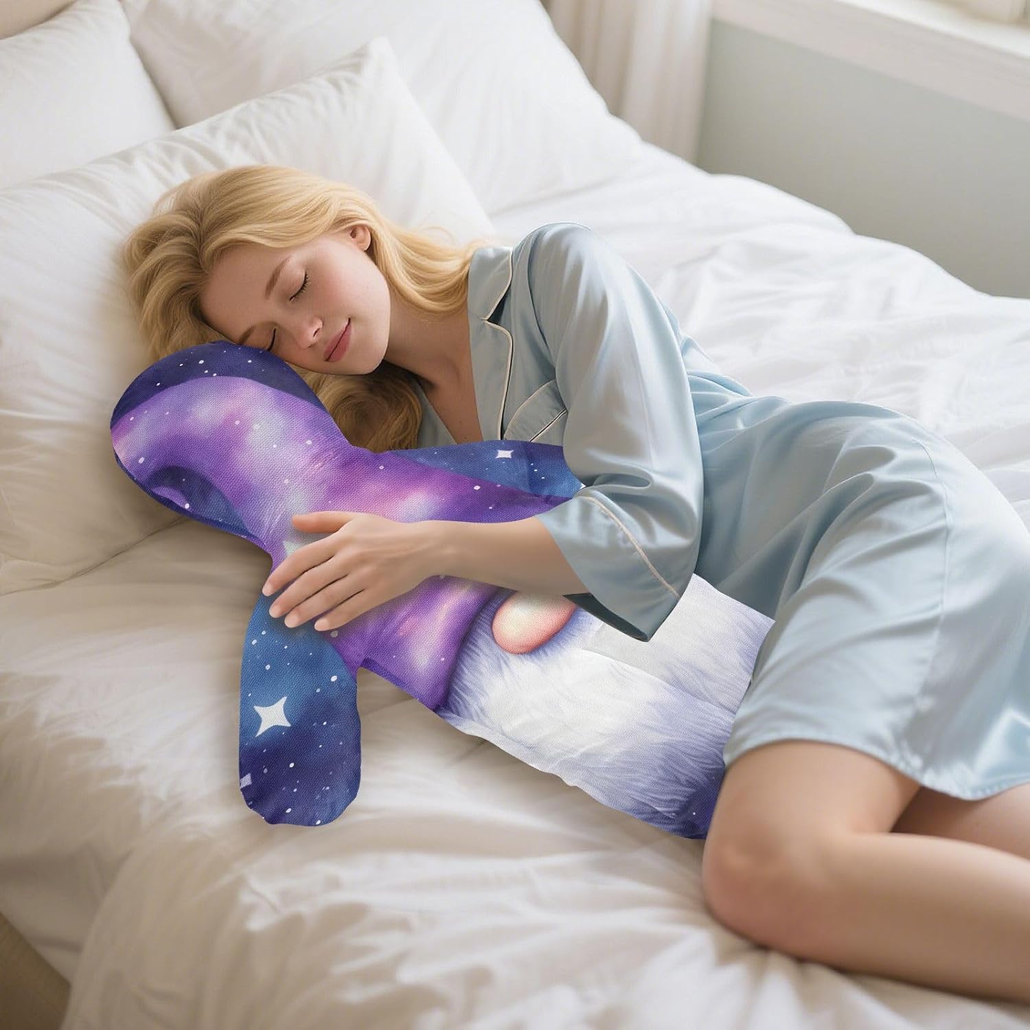 Little Purple Gnome2 Human-Shaped Pillow Soft Body Pillows Washable Velvet Pillows for Anxiety Relief Sleeping Cuddling & Support