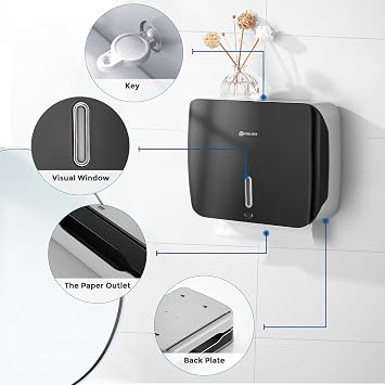 Pollock Paper Towel Holder Dispenser Wall Mount Large Capacity 200 Sheets
