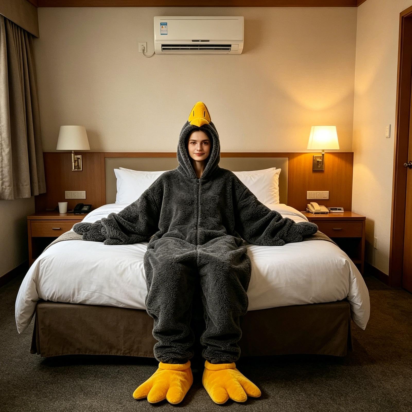 Goose Tutina divertente calda oca corallo pile | Graziosa coperta con cappuccio per il freddo inverno, casa, camera da letto, feste, riunioni di sonno