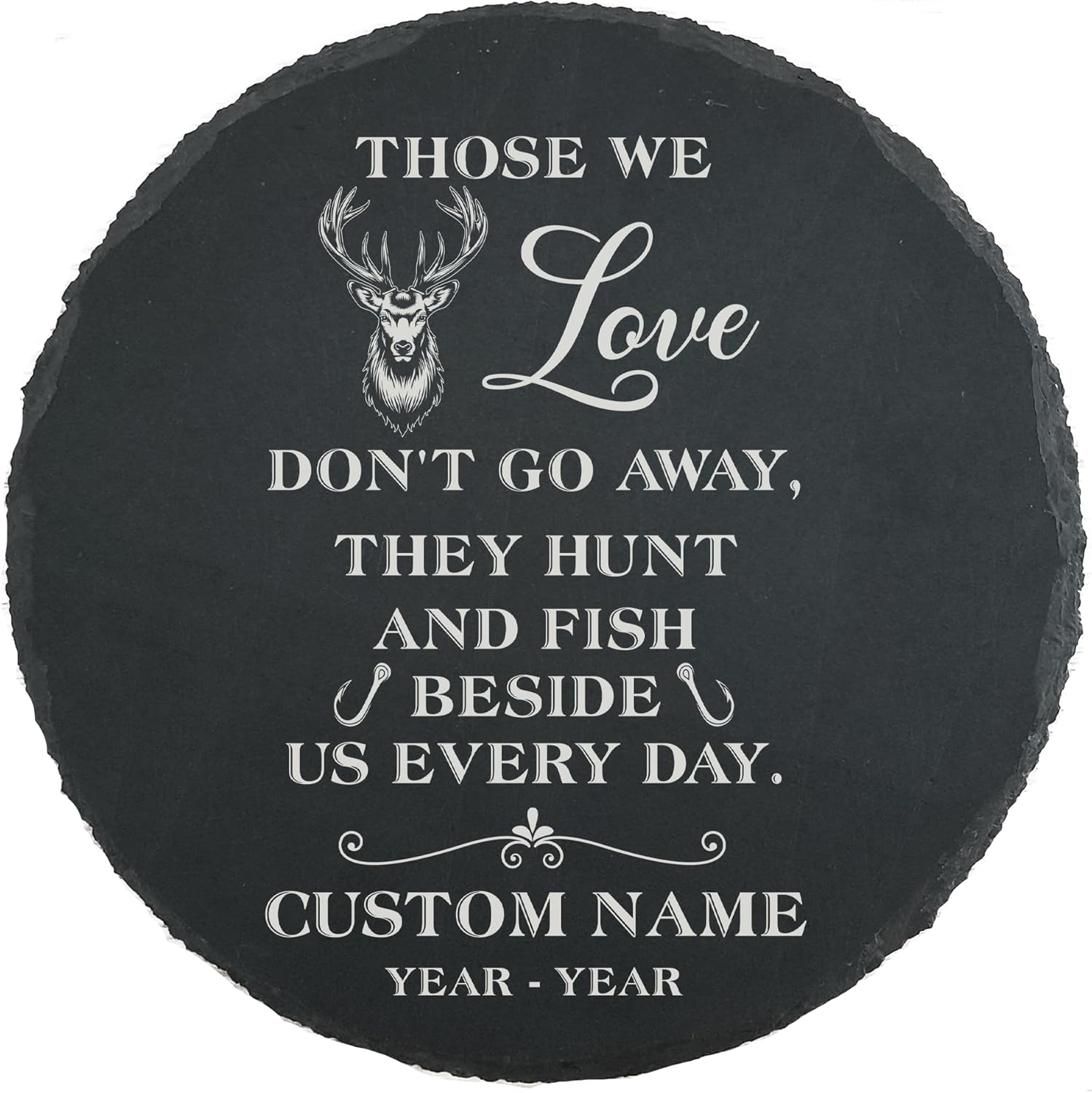 Hunting Memorial Garden Stone - Personalized Gone Hunting in Heaven Slate Stone Sympathy Gift for Loss of Hunter Dad Husband Brother (Stone 3)