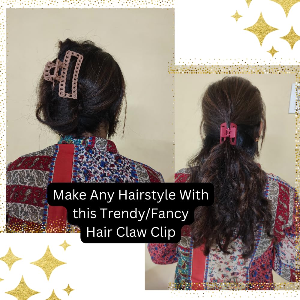 TrendyTrolley 4 Pc Large Hair Claw Clips Combo Set | Non-Slip Matte Finish Hair Clutcher & Ponytail Holder Clips for Women & Girls | Durable Strong Grip Hair Accessories (HC-C8) 2