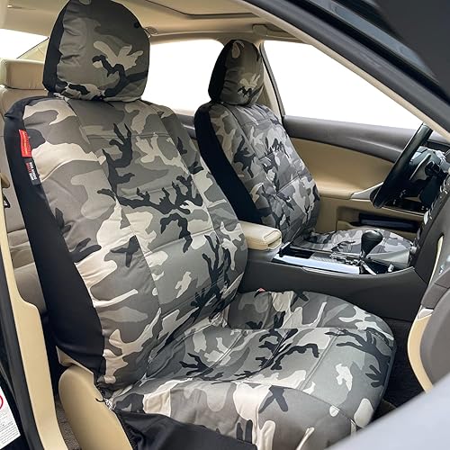 Miniatura 2 de Fundas de asiento de camuflaje para camiones, Ford F150, Chevy, Silverado, Dodge Ram 1500, Toyota, Tacoma, GMC Sierra, ajuste universal, color gris,