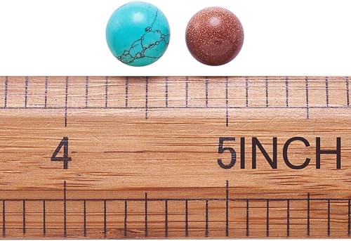 Miniatura 6 de KISSITTY 50 cuentas redondas naturales y sintéticas mezcladas espaciadoras sueltas sin agujero/sin taladrar 0.354 in Cab Chakra energía curativa