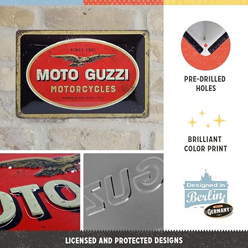 Miniatura 3 de Nostalgic-Art Letrero retro de hojalata, 7.9 x 11.8 pulgadas, Moto Guzzi – Logo Motocicletas – Idea de regalo para los fanáticos de las