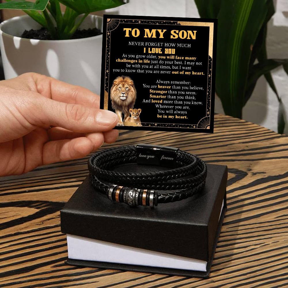 To My Son Love You Forever Bracelet From Mom & Dad With Heartfelt Message & Elegant Box, Gift For Son From Mother Father On Graduation, Birthday, Wedding, Christmas & More #1
