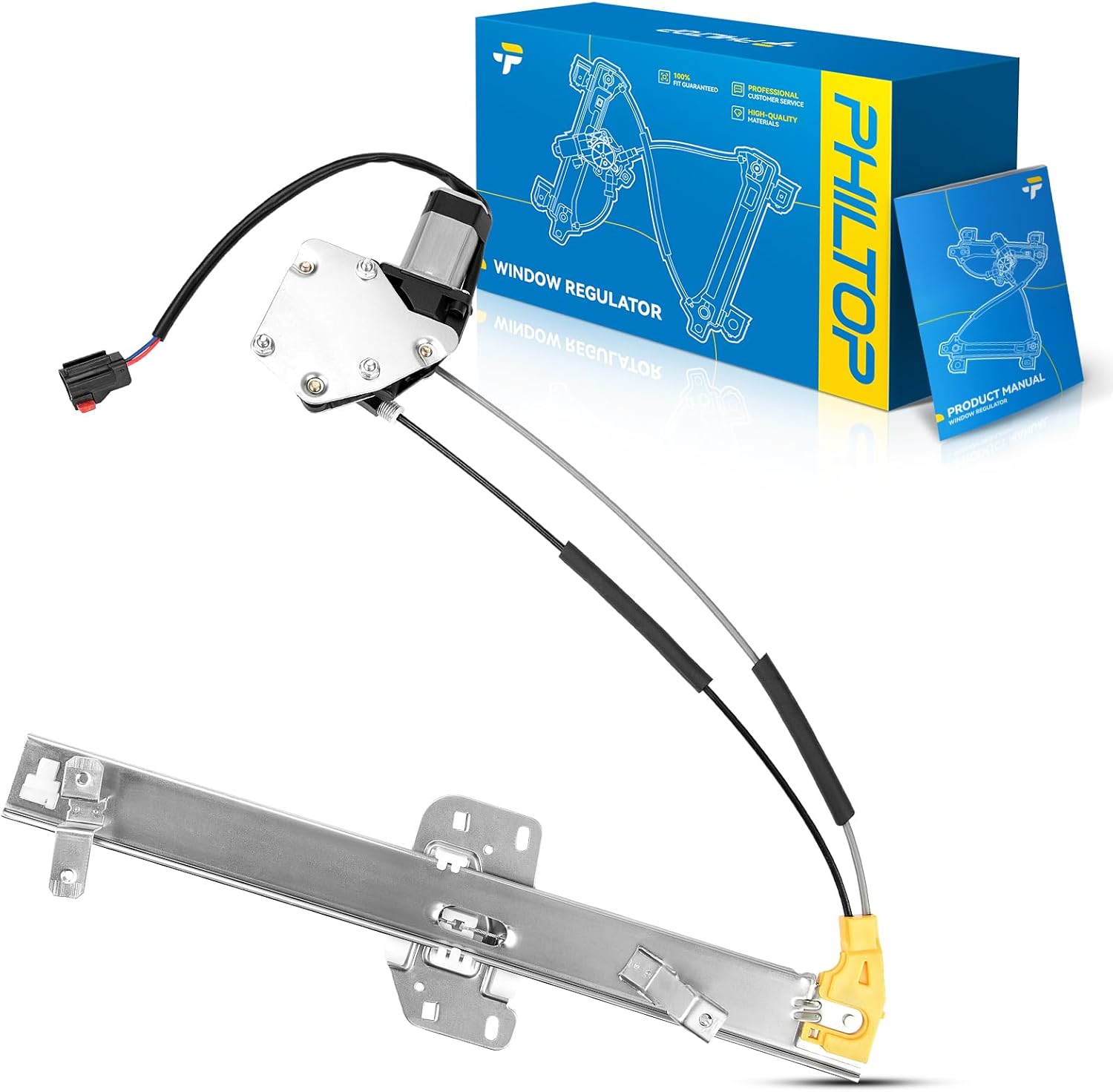 PHILTOP 741-769 Power Window Regulator with Motor Front Passenger Side Replacement for Cherokee 1997-2001(4-Door)