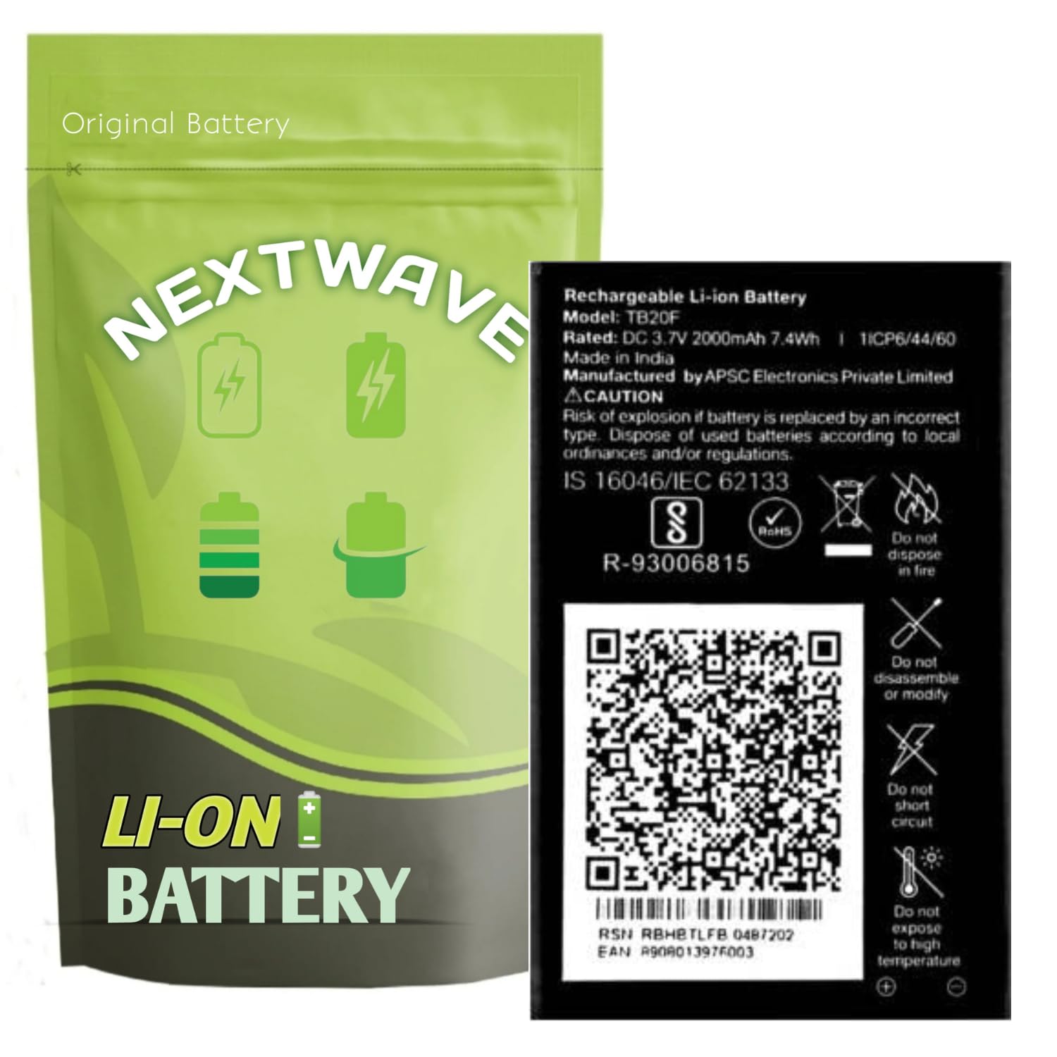 NEXTWAVE® Original B-R2000 2000mAh Battery Compatible for LYF Jio Phone F220B Jio Phone 2 F300b LF-2403N F50Y F90 F120B F271i B-R2000 Made in India