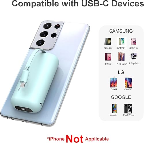 Miniatura 5 de Cargador portátil con cable USB-C integrado, 10000 mAh 18 W PD cargador de batería de carga rápida. Pantalla LED ultracompacta compatible con iPhone