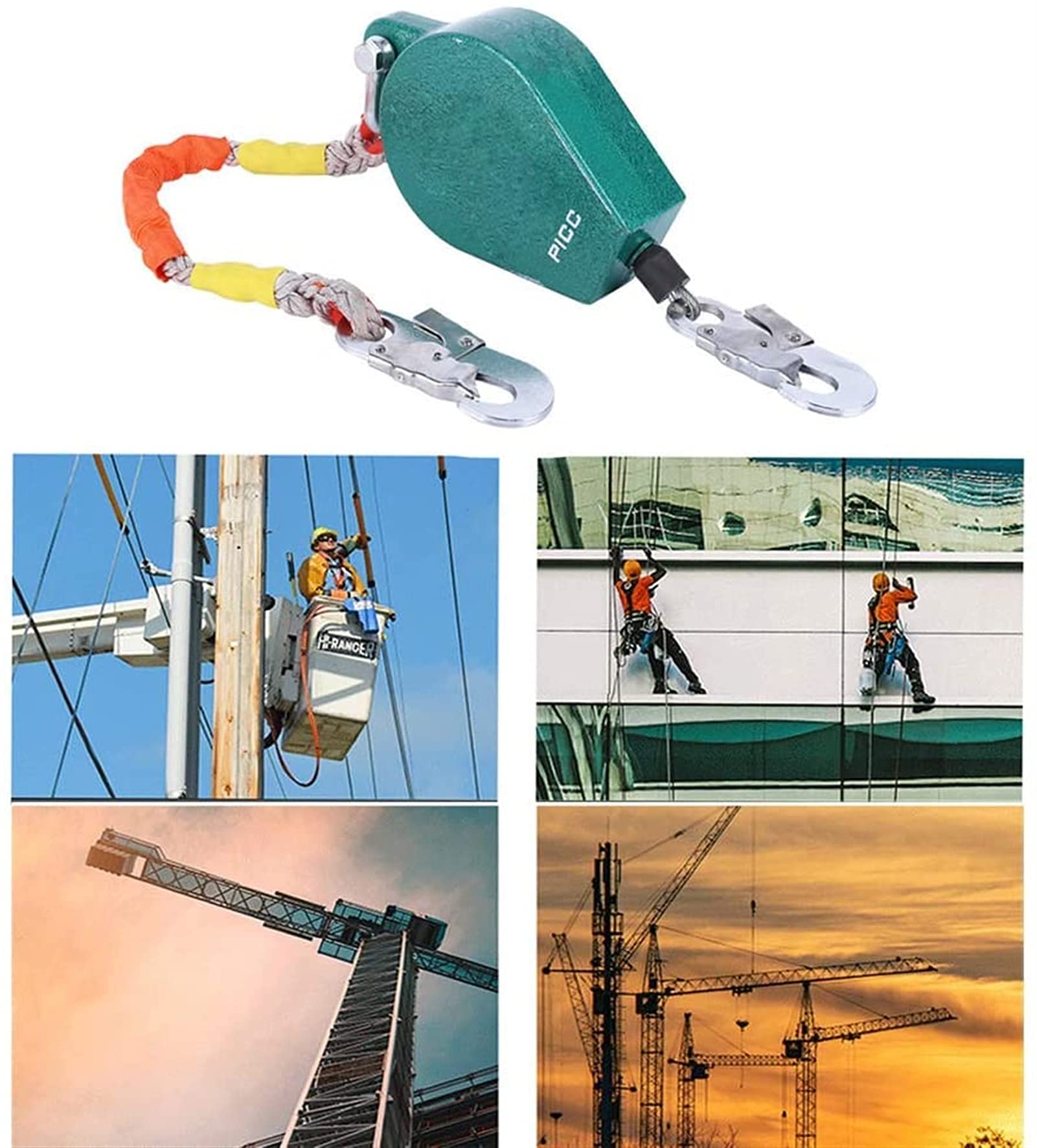 Imbracature di Sicurezza per Linea di Vita Cavo di Sicurezza Retrattile Automatico Imbracatura di Sicurezza Cordino di Protezione anticaduta Limitatore di Caduta Personale con Gancio in acci