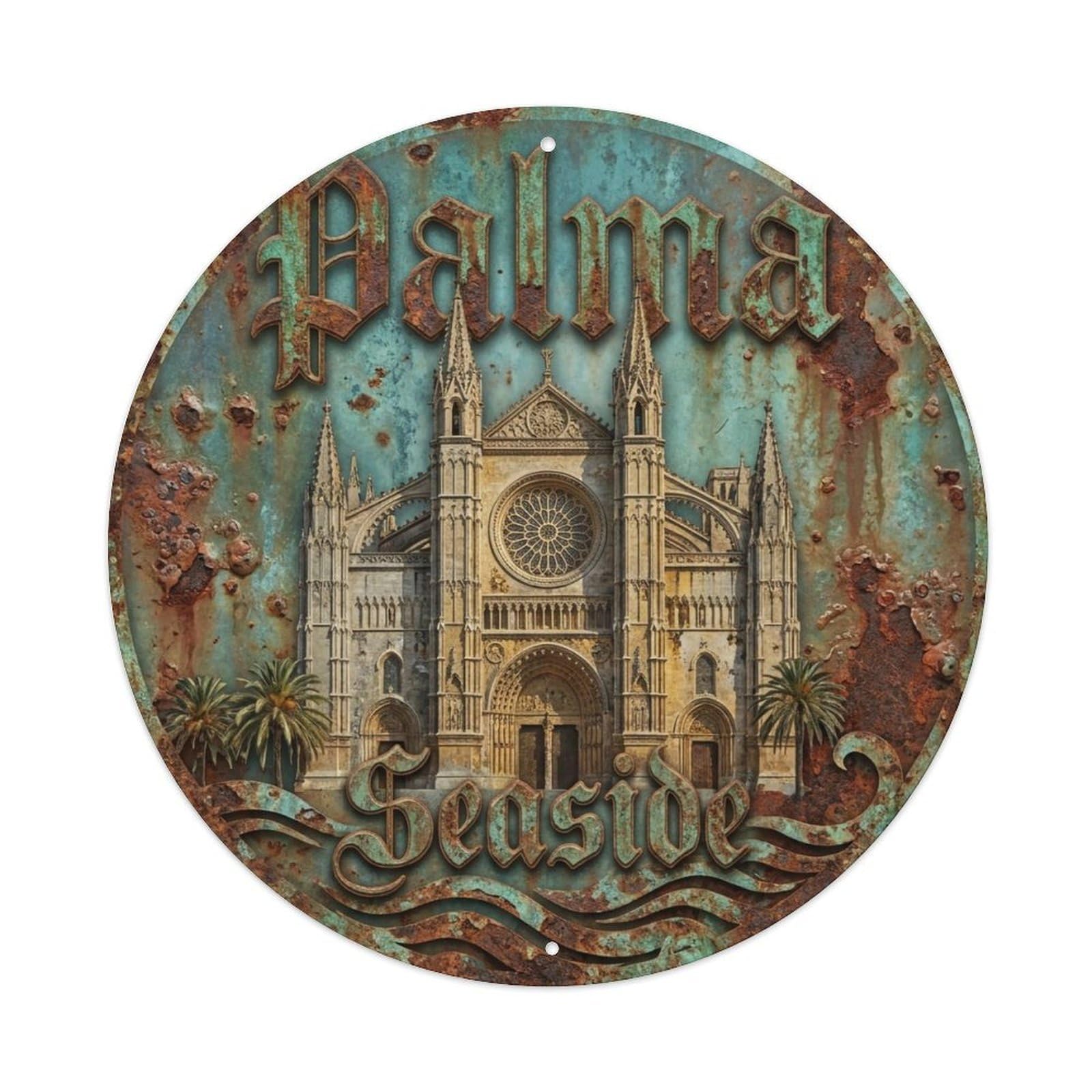 Vintage Travel Palma Spain Reflection Metal Tin Sign