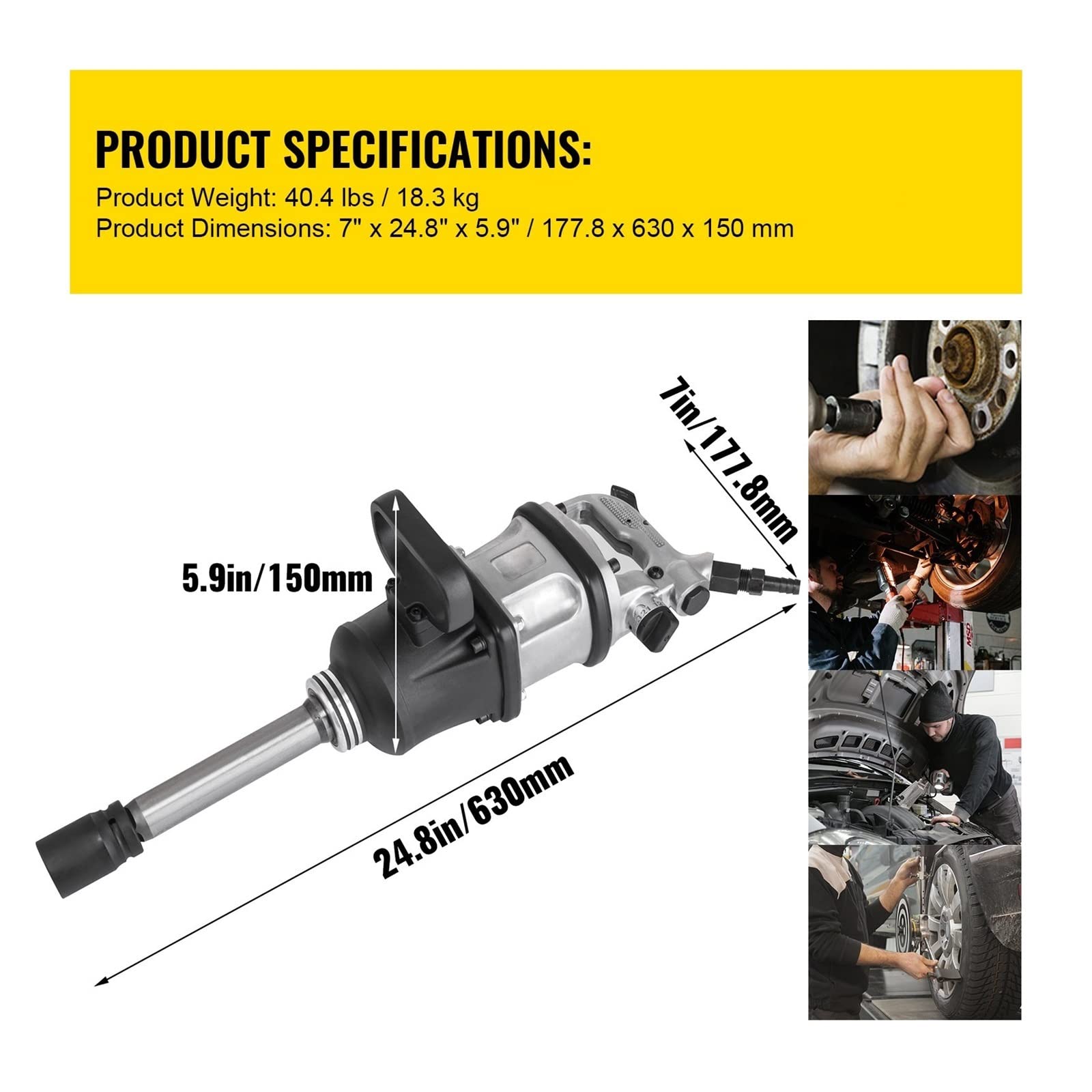 Set di scalpelli per martello pneumatico Chiave pneumatica pneumatica 3800N.m Chiave pneumatica a doppio martello pneumatico a becco lungo for camion Kit martello pneumatico for rimozione pneumatici f