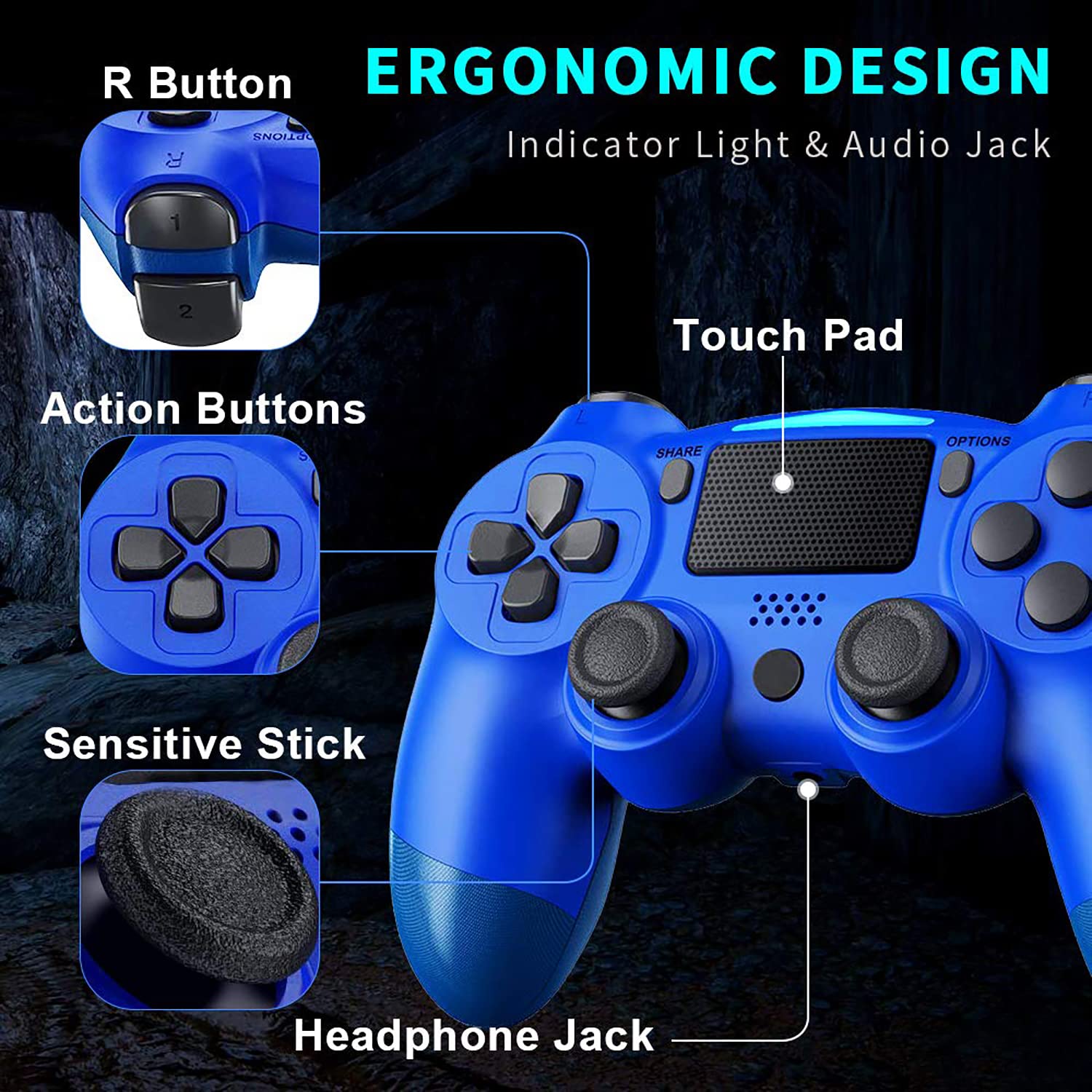 Buy Lampelc Wireless Controller for PS4, Game Controller for PS4/Slim