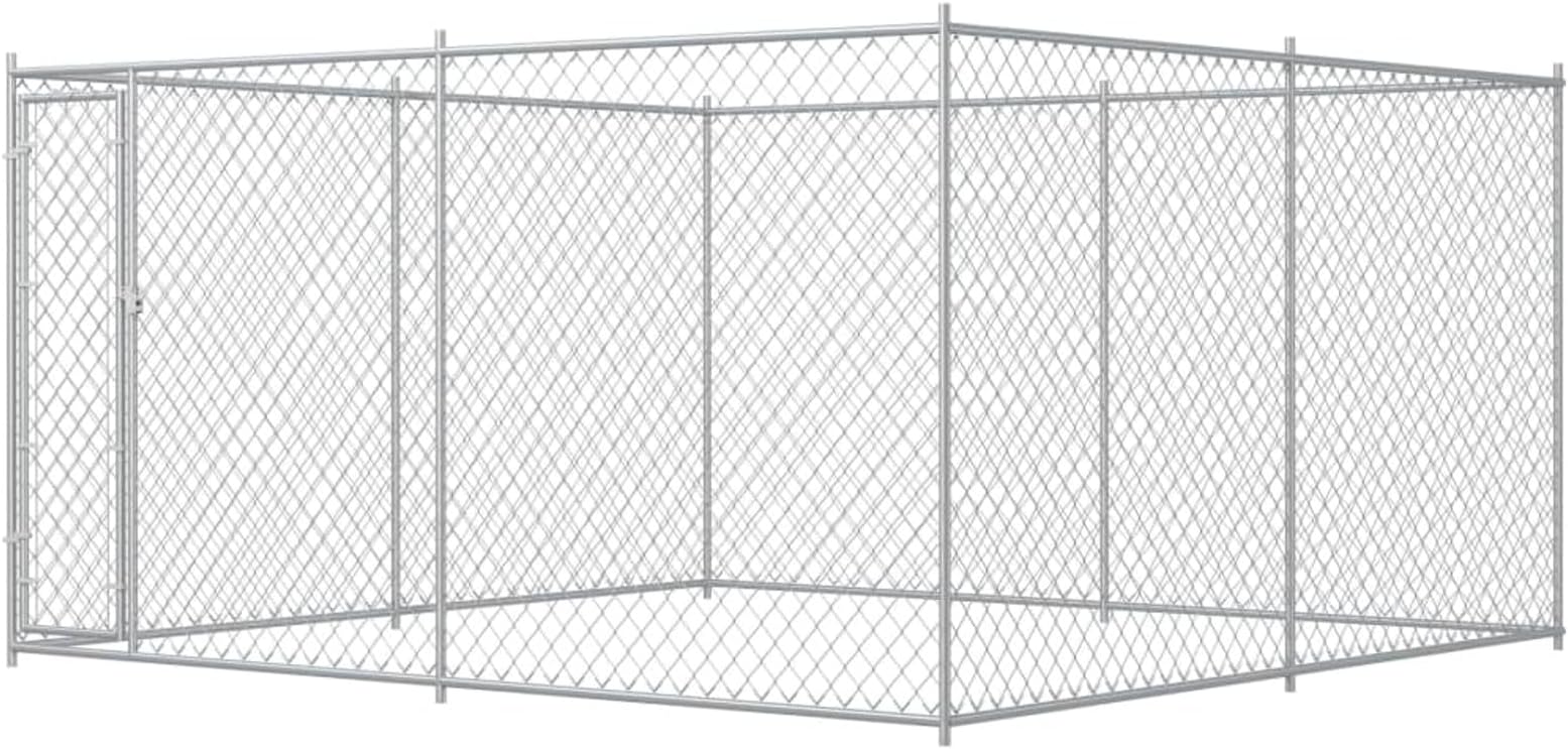 Outdoor Dog Kennel Dog Fence Outdoor Dog Kennel Outdoor Pet Playpen Dog Fence Outdoor for Yard 150.8"" x 150.8"" x 72.8"", Silver