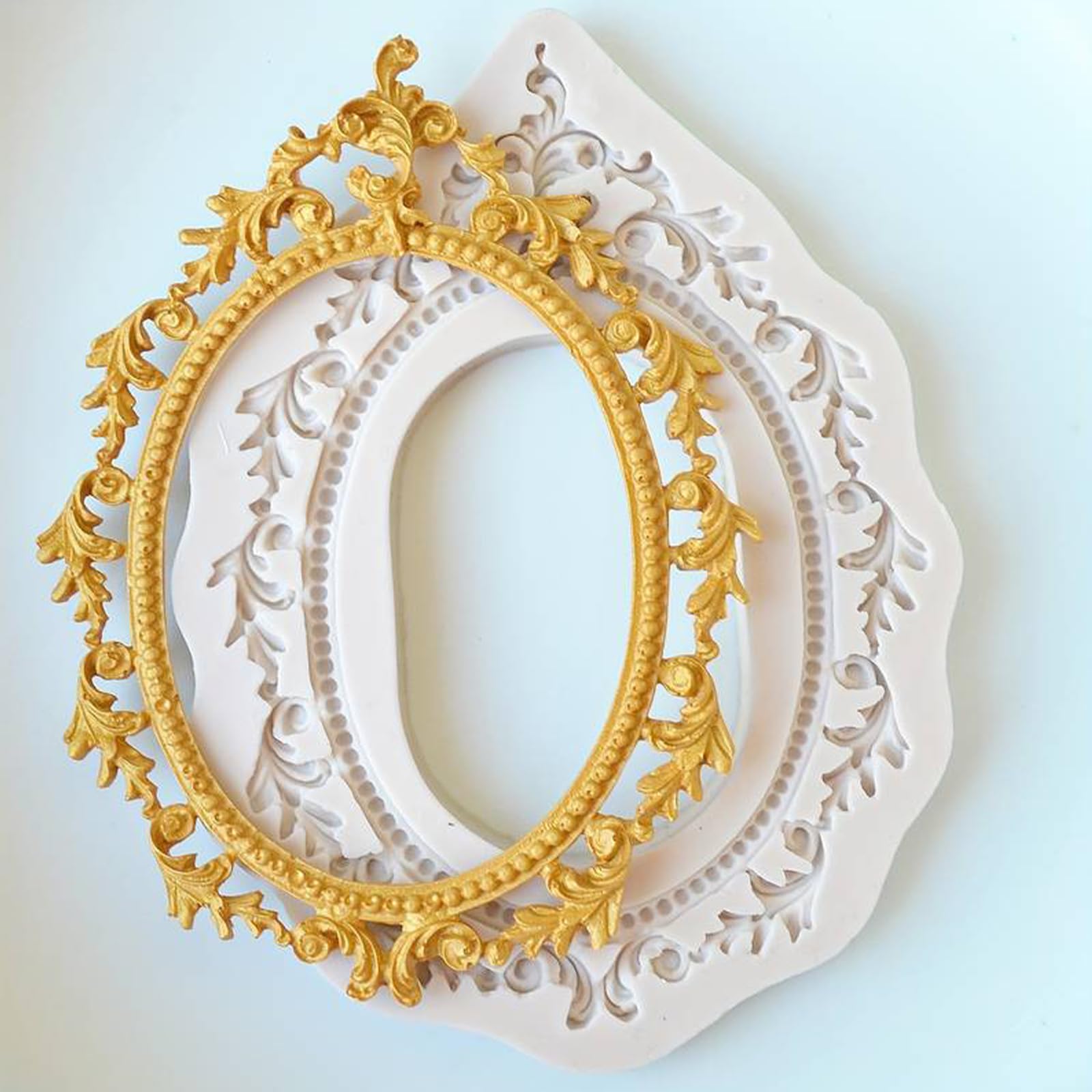 Silikonformen Für Fotorahmen Im Barock-Stil | 4-teilig, Lebensmittelecht | Für Schokolade, Fondant, Polymer-Ton | Größen: Quadratisch, Oval, Rechteckig, Rund
