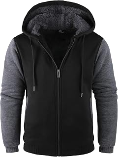Men's Zip Up Hoodie Heavyweight Fleece Lined Jacket Thick Warm Winter Coat Sherpa Hooded Sweatshirt,M-3XL