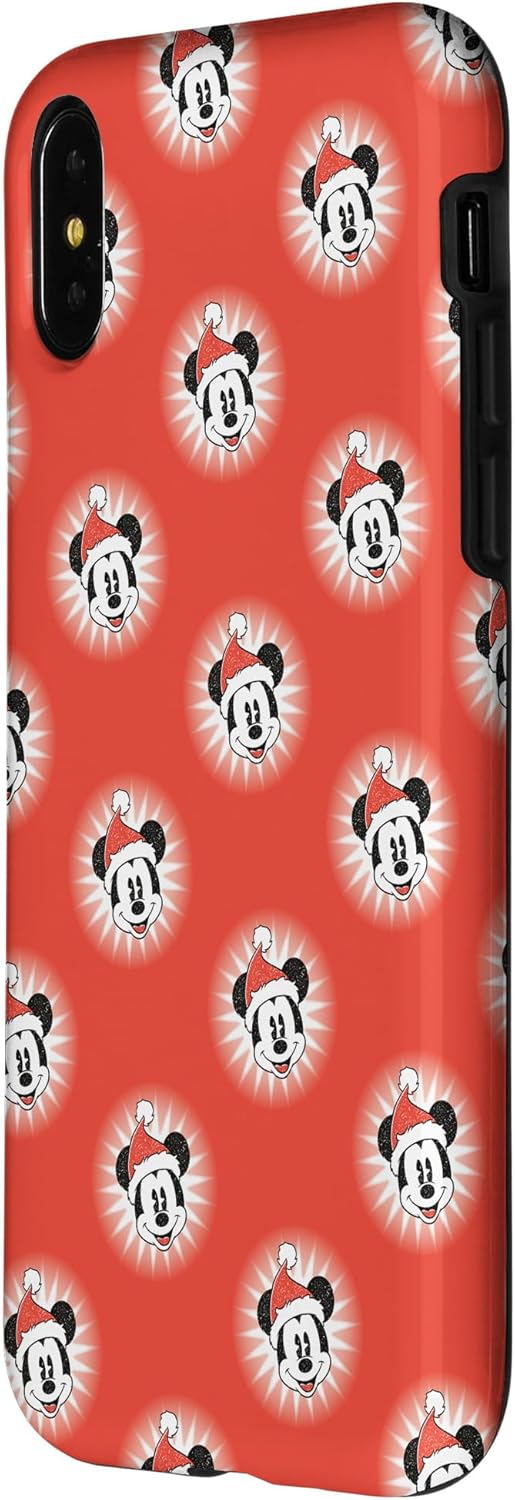 Disney Mickey Mouse Christmas Santa Hat Retro Pattern Case for iPhone X/XS