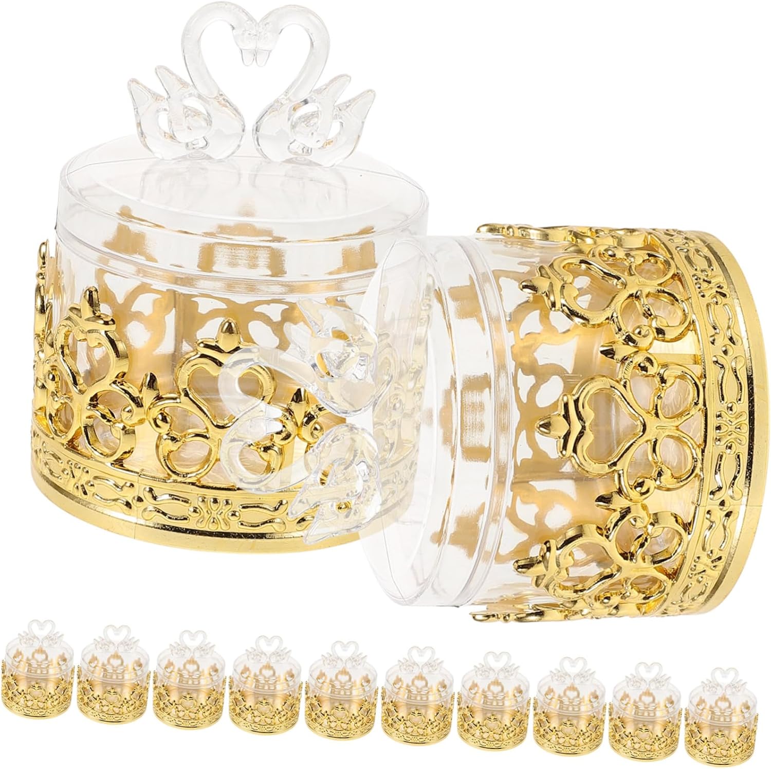 SOLUSTRE Candy Tin Bulk 12 Pack Swan Candy Container Elegant Party Favor Containers Ideal for Return