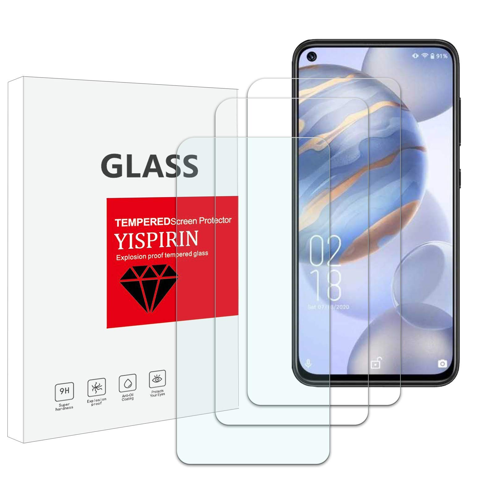 YISPIRIN Screen Protector Compatible With Oukitel C21 [3 Pack] [Anti-scratch,9H Hardness, Easy Installation ] Tempered Glass Screen Protector for Oukitel C21