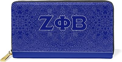 BBGreek Zeta Phi Beta Paraphernalia - Vegan Leather Zip Wallet - Sorority Gifts for Women - Official Vendor