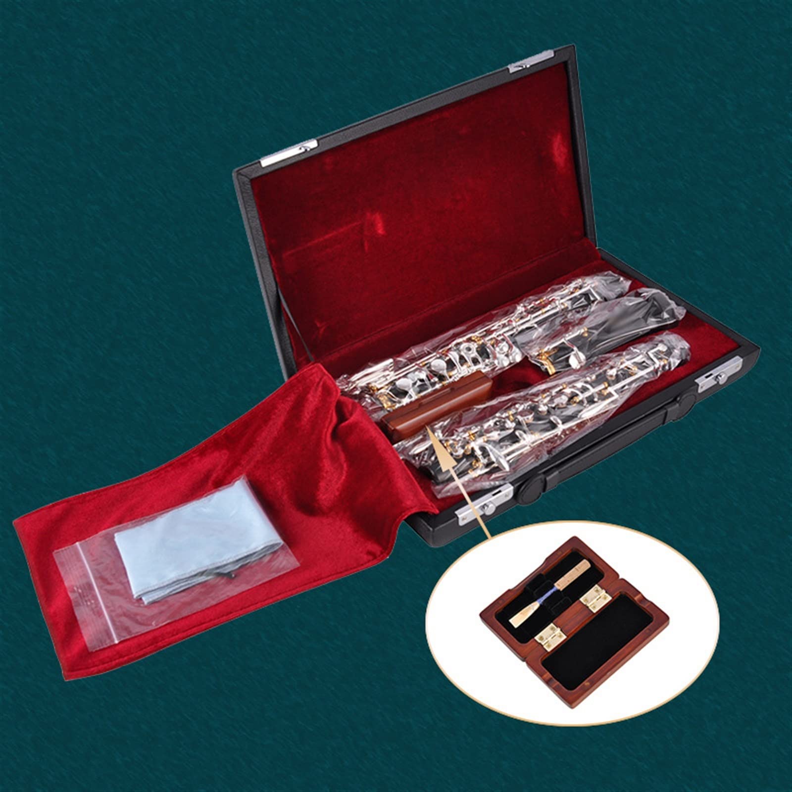 Oboe Strumento A Fiato in Legno Oboe Ebony Pipe Body C Key con Pilastri Dorati E Chiavi d'Argento Adatte per Il Gioco Professionale