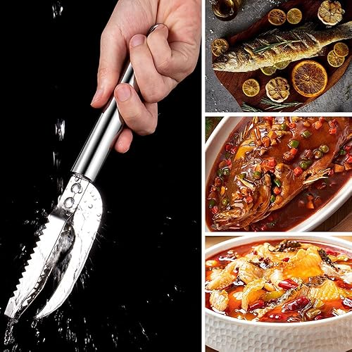 Miniatura 3 de Herramienta de raspado de escamas de pescado, cuchillo multifunción de acero inoxidable para escamas de pescado, kit de limpieza de pescado,