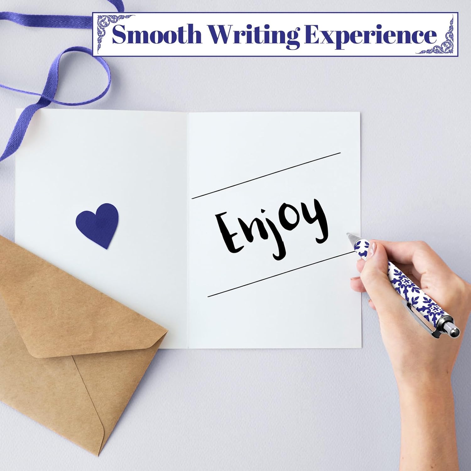 MotiMind 30 Pcs Wedding Favors Blue Floral Ballpoint Pens Favors for Guest Bulk Vintage Something Blue Before I Do Chinoiserie Retractable Pen for Tea Bridal Baby Shower