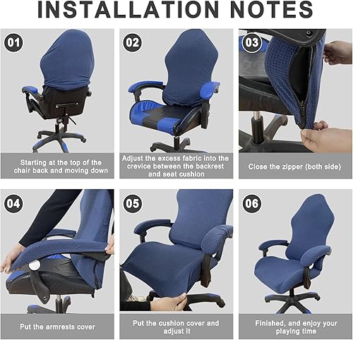 Miniatura 7 de Fundas para silla de juegos, impermeables, a prueba de arañazos, elásticas, con reposabrazos, protección contra arañazos para silla giratoria de