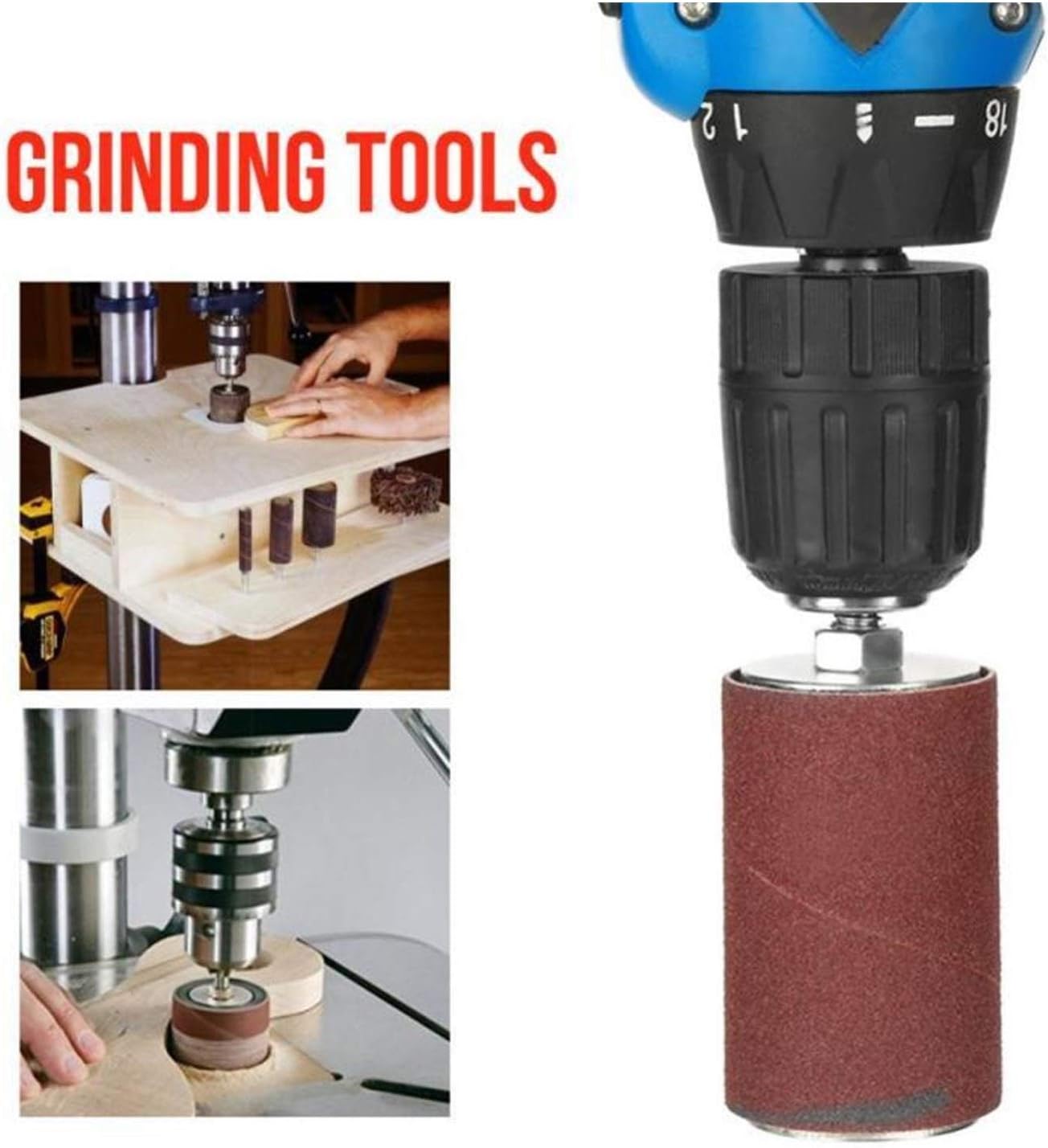Grinding And Polishing Head Sanding Drum Set Drum Sander Kit Including Abrasive Sleeves Drum Rubber Mandrels For Drill Press Woodworking Kit 20pcs/set (Color : Black, Grit : 400, Size : M)