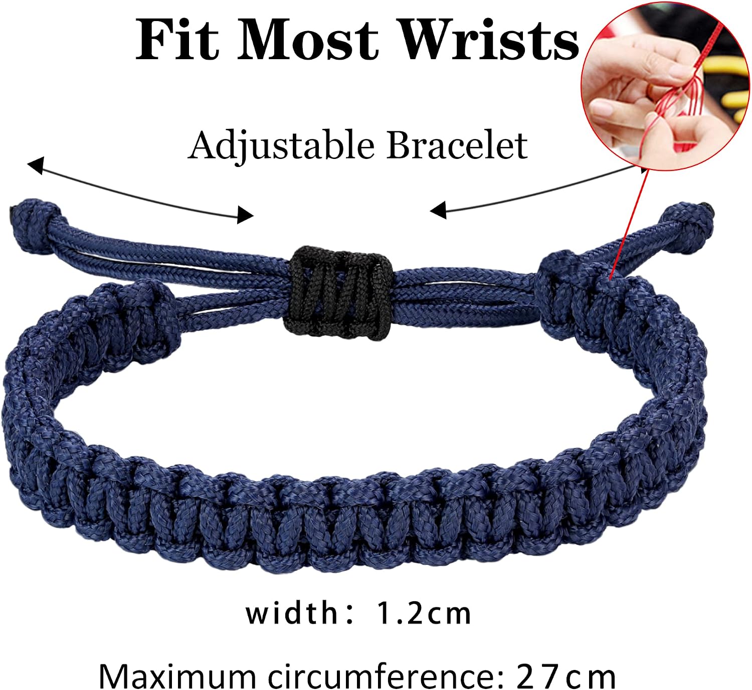 JENDEAR SHINE Men's Nautical Rope Bracelet, Hand Braided Paracord Thread Bracelet, Waterproof Adjustable Outdoor Surf Bracelet