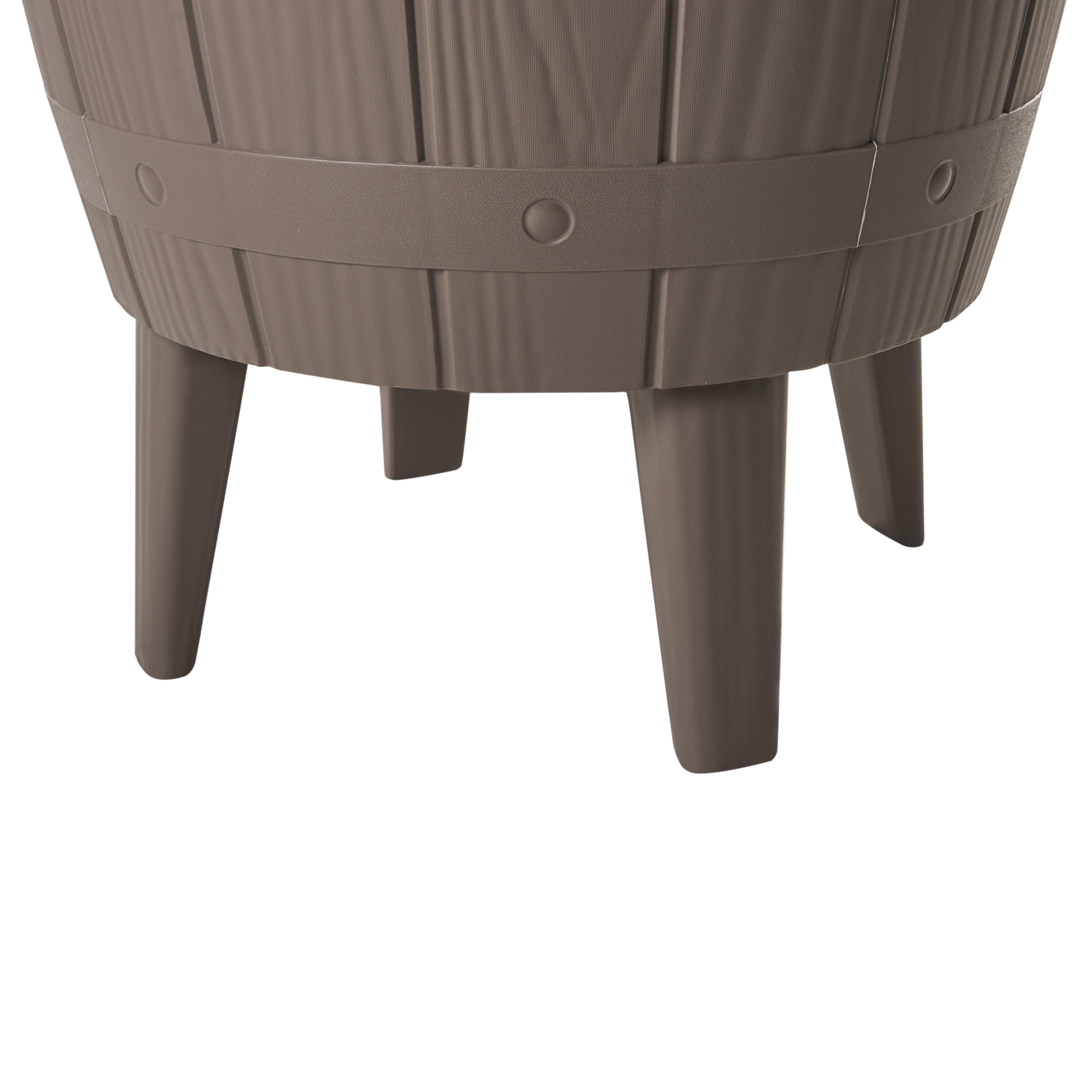 Beliani Mini-Bar de Jardin avec Glacière en Polypropylène Hauteur Réglable Rond 48 cm Taupe Slig