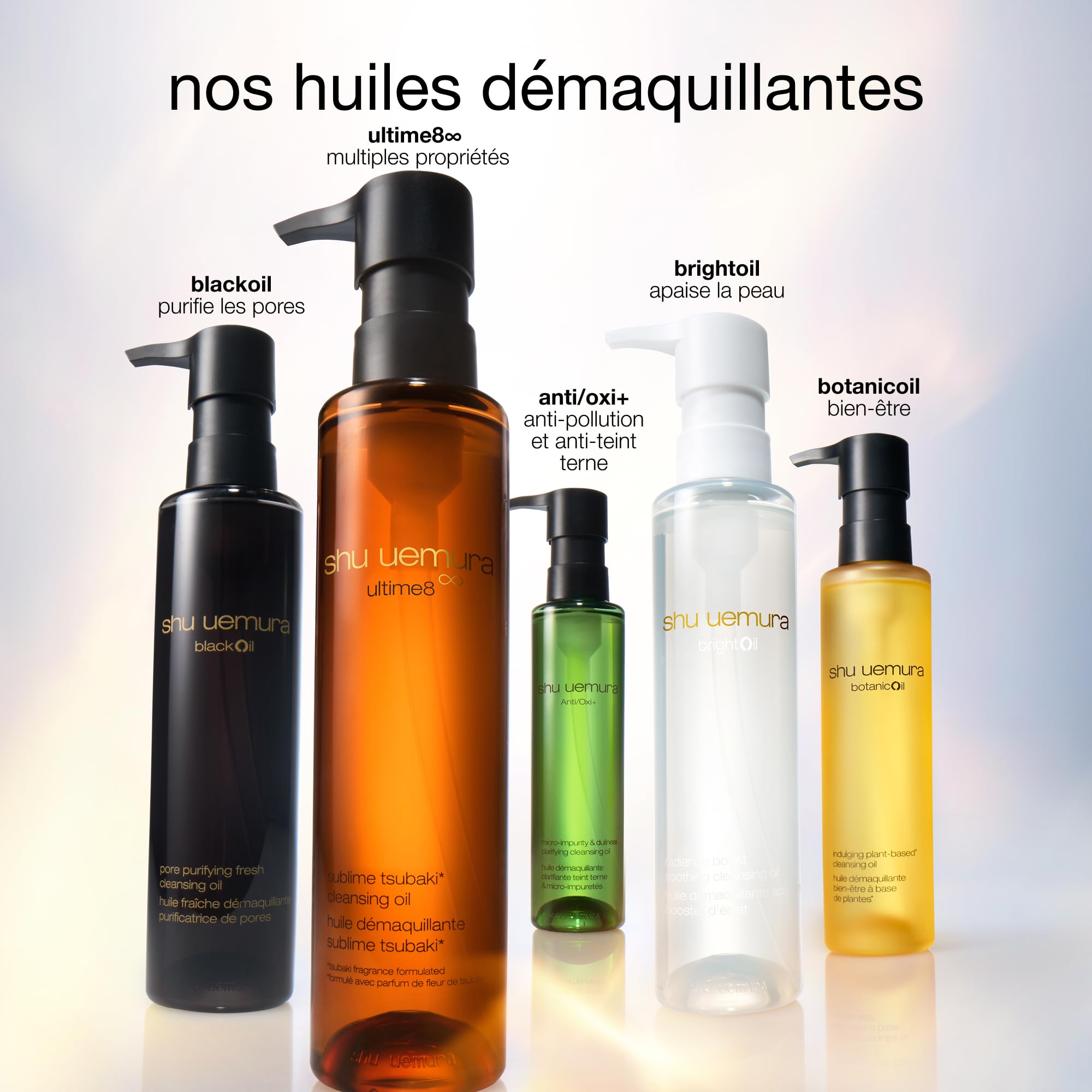 Shu Uemura BrightOil Huile Démaquillante Visage, Huile Apaisante & Booster d'Éclat, Nettoyant Visage, Enrichie en Levure de Riz Japonais, Bifidus et Vitamine C, Teints Ternes et Peaux Irritées