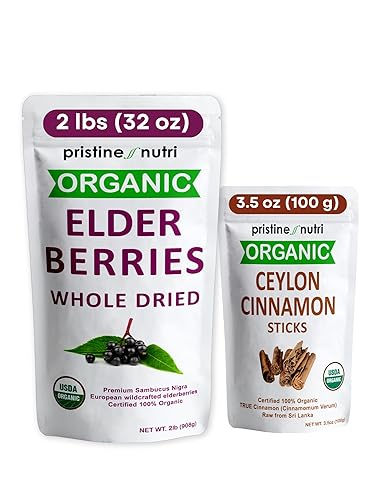 Bayas de saúco orgánicas secas y orgánicas de canela de Ceilán (3.5 oz)