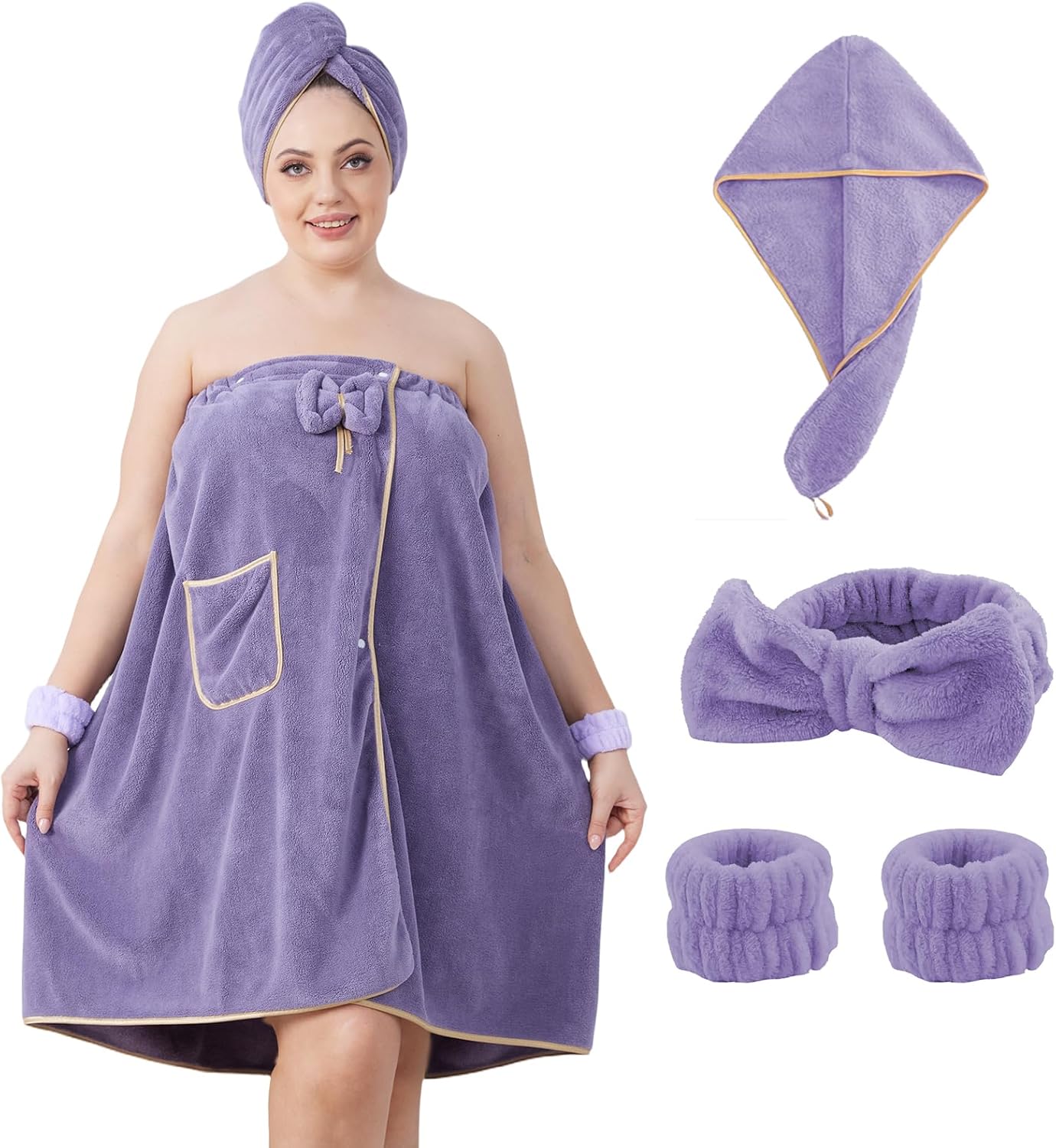Plus Size Women’s Towel Wrap, Size of 80CM X 160CM, Adjustable Body Wrap Towel and Hair Drying Towel for Women, Quick Dry Coral Fleece, Use for Women to Spa, Shower, Bath and Gym. Pink Color.