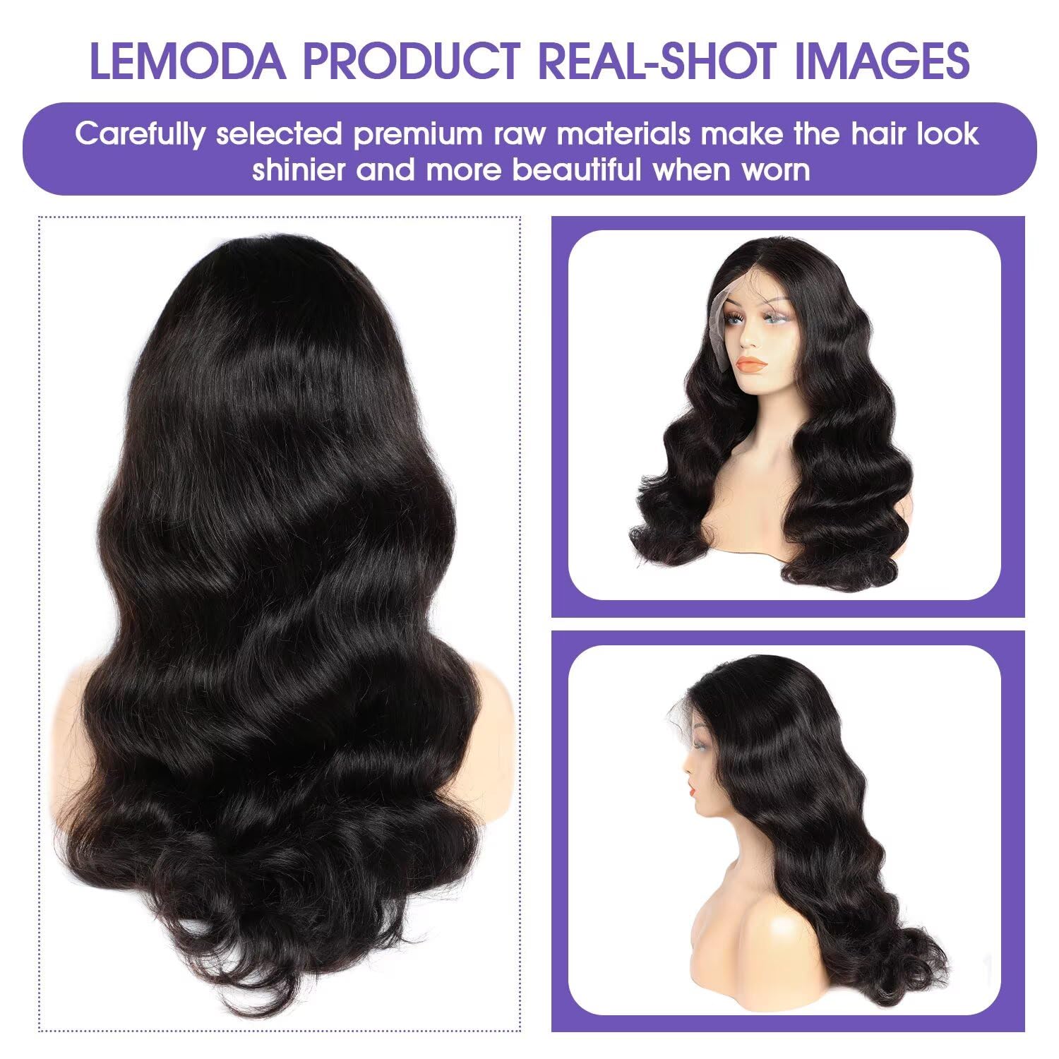 Lemoda Comfortable 13x6 Full Lace Frontal Human Hair Wigs Body Wave 200% 13x6 HD Transparent Lace Front Wigs 28Inch Burmese Virgin Human Hair