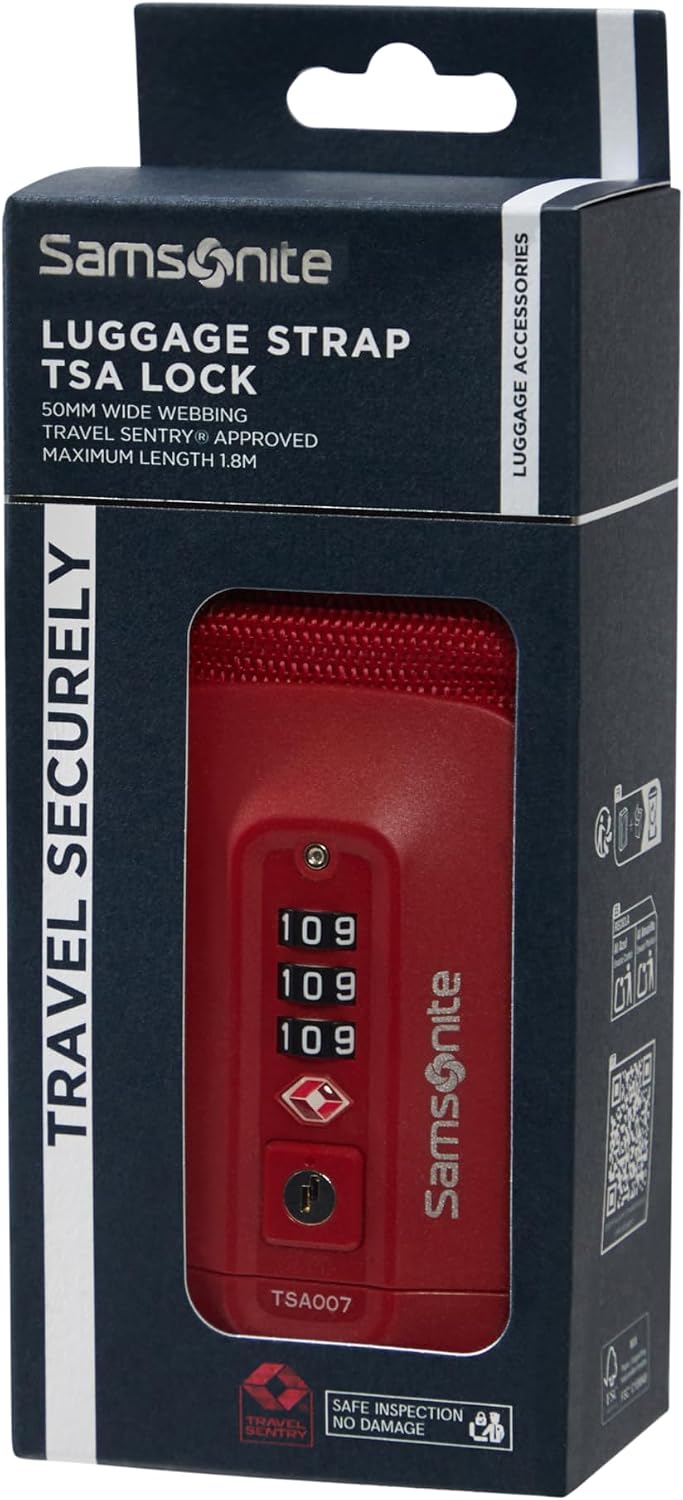 Samsonite - TSA Lock Luggage Strap, Yellow, Luggage strap with TSA lock