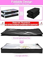 Vista 4 de punemi Under Bed Storage Containers, Below 4 Inches Tall Low Profile Foldable Under Bed Storage,No Structure, Soft Fabric Blanket Storage and