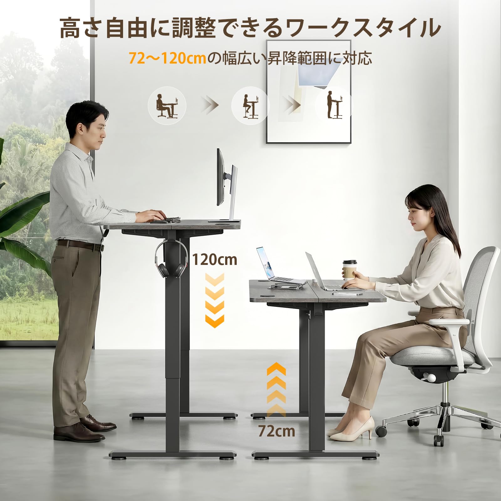Amazon | STARY 電動昇降デスク スタンディングデスク メモリー機能