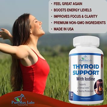 Thyroid Support with Iodine - Metabolism Booster Non-GMO 60 Capsules