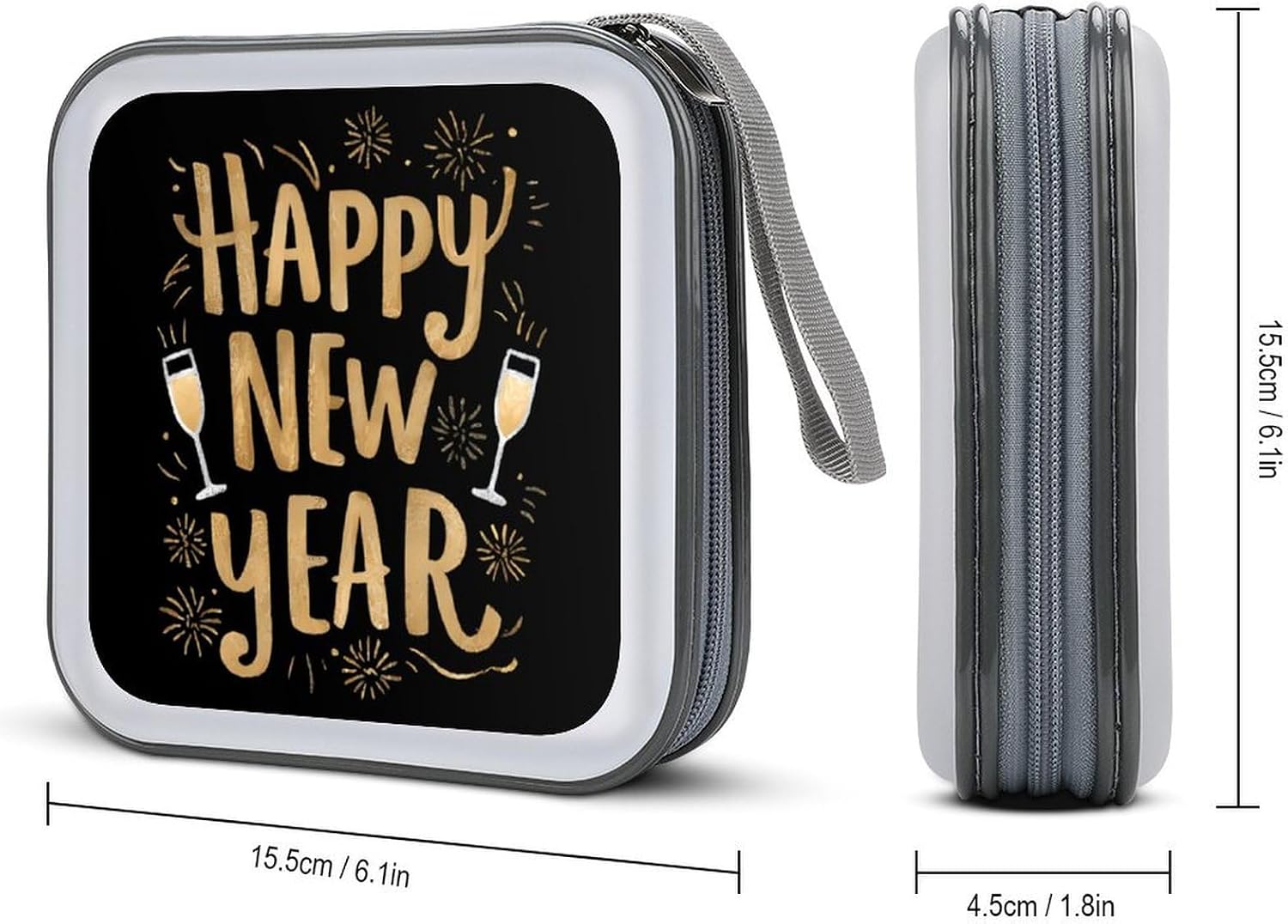 Happy New Year Portable CD Case Holder DVD Disc Wallet Storage Binder Organizer for Car Travel image 2