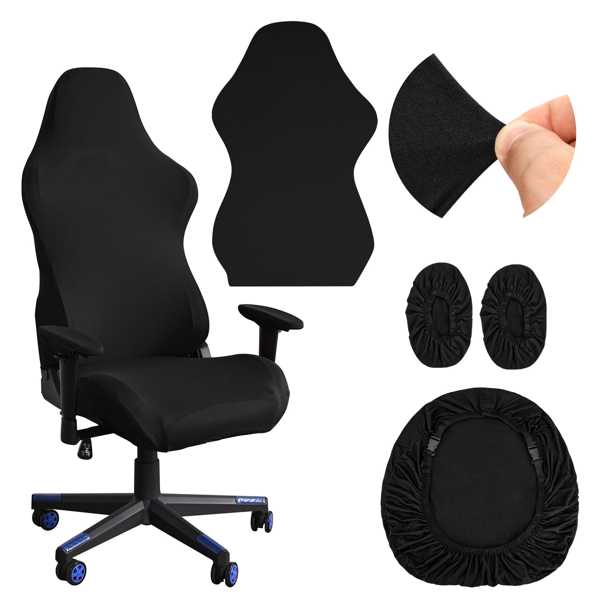 Heveer Funda para Silla de Juego Elástica Fundas para Sillas Oficina Lavable y Extraíble Funda Protectora Universal con Reposabrazos para Oficina Juegos 4 Piezas