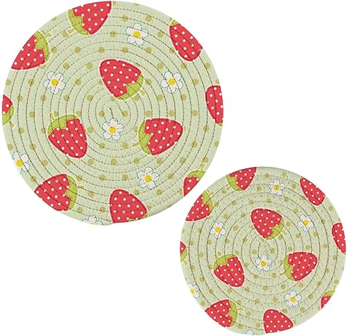 Miniatura 57 de Trivets for Hot Dishes Pots and Pans 2 PC Pot Holders Heat Resistant Cotton Round Potholders for Kitchen Countertop Decorative Autumn Maple Leaves