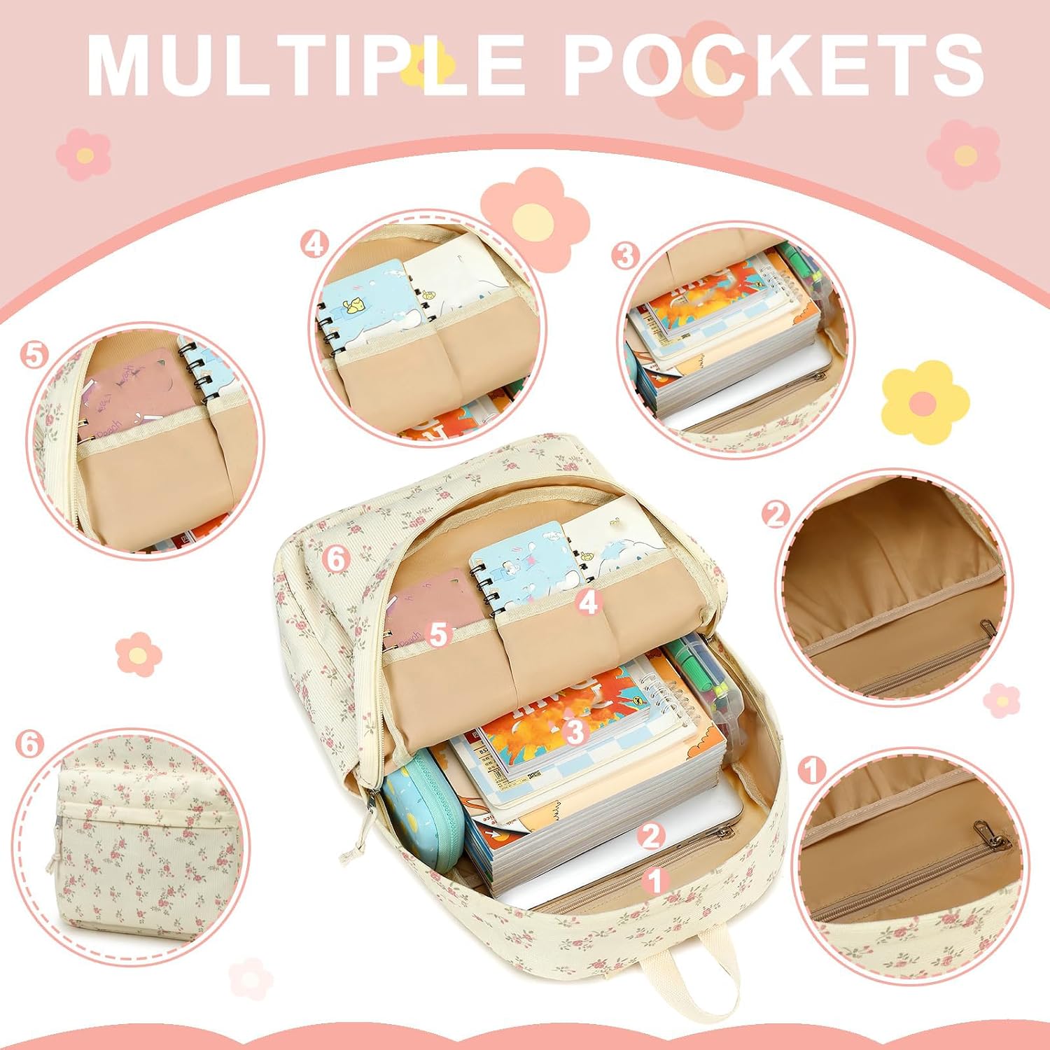  School Backpack for Teen Girls Bookbags Elementary High School Corduroy Laptop Bags Women Travel Daypacks thumbnail