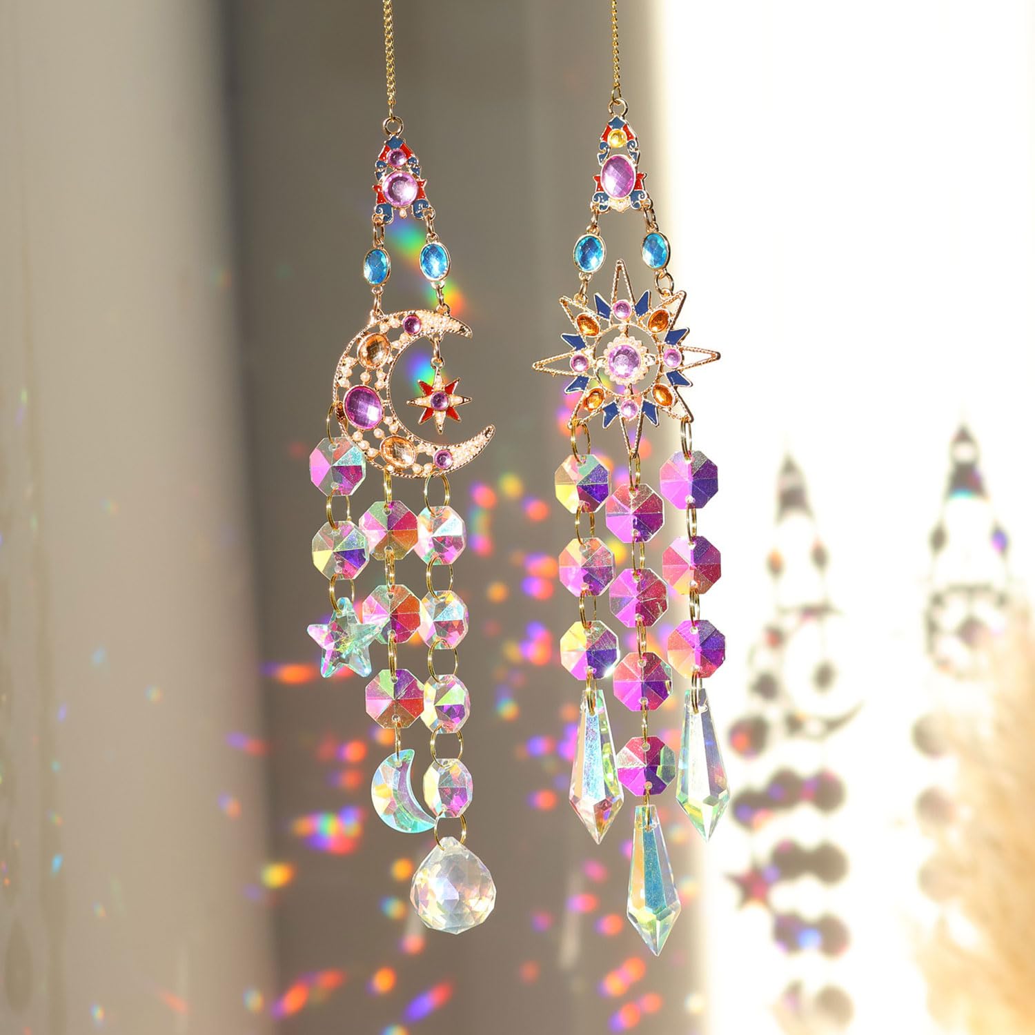 Sun Catcher Crystal Window, Pack of 2 Crystal Pendant Decoration, Hanging Window Decoration, Rainbow Crystals Pendant
