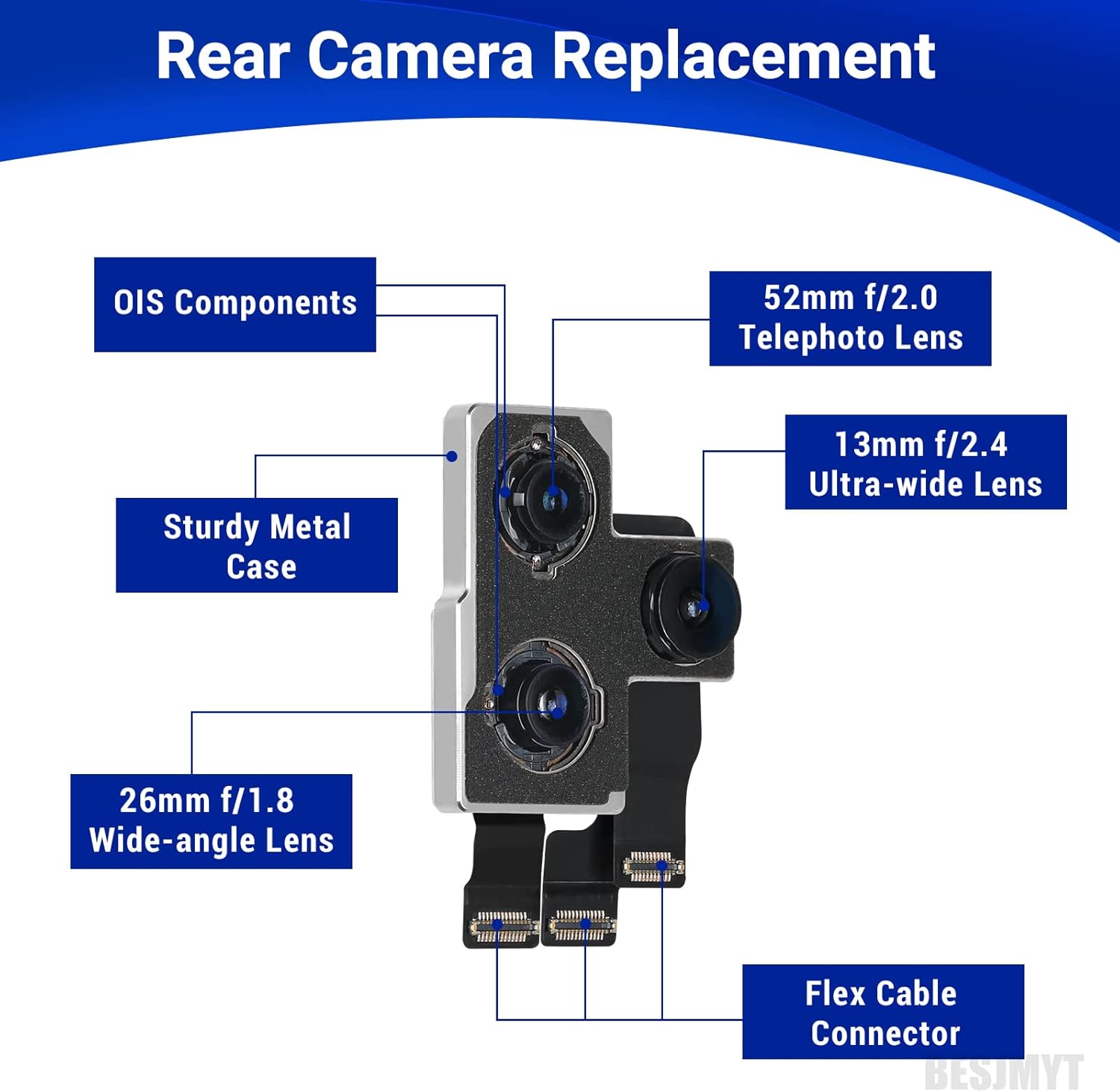 for iphone 11 pro max main rear back camera replacement for iphone 11 pro kit 12mp lens parts 11pro with ultra wide telephoto lens ois hdr photos 4k v