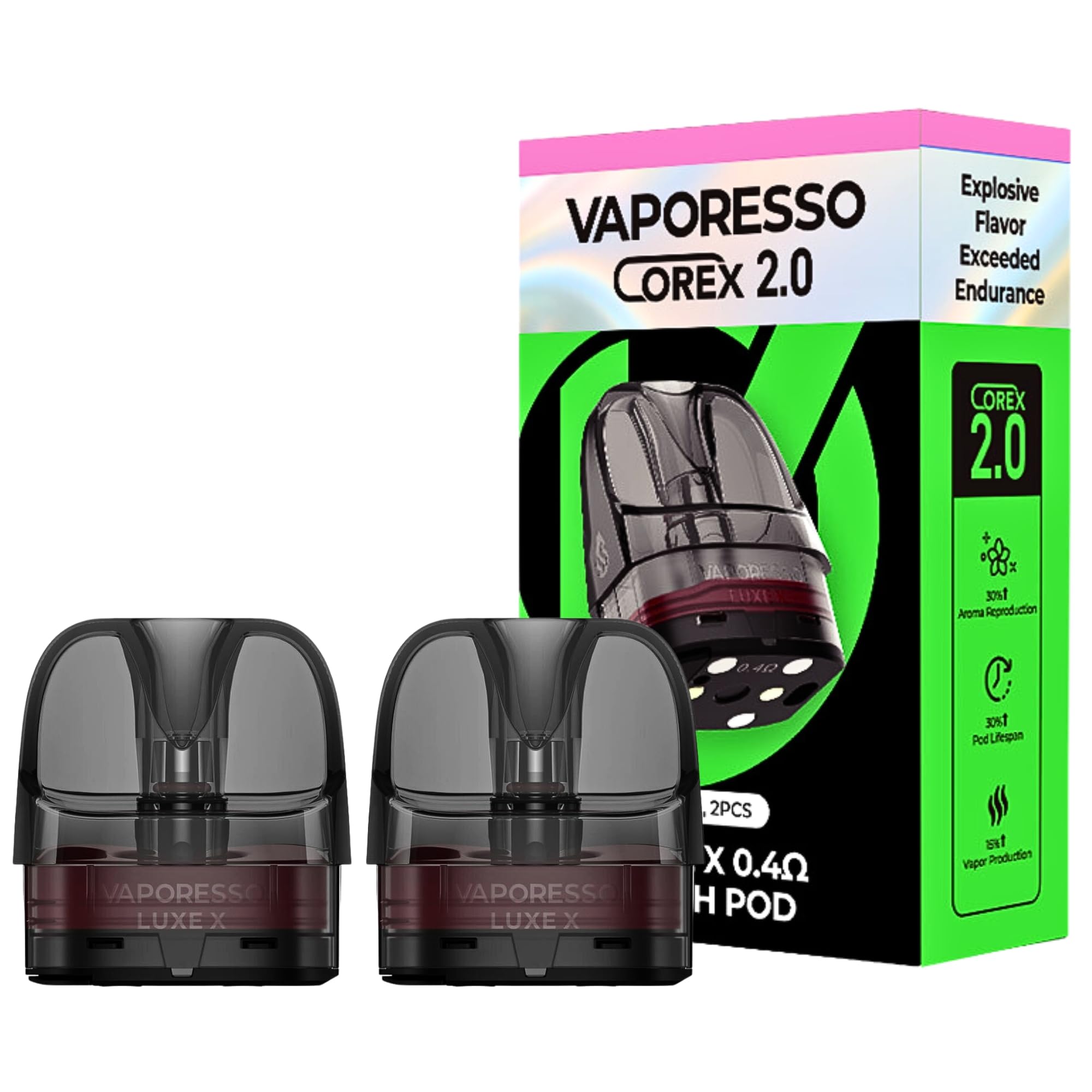 Vaporesso Luxe-X Replacement Pod - 2 Pack - for Vaporesso Luxe-X Vape Kit - No Nicotine (0.4 ohm)