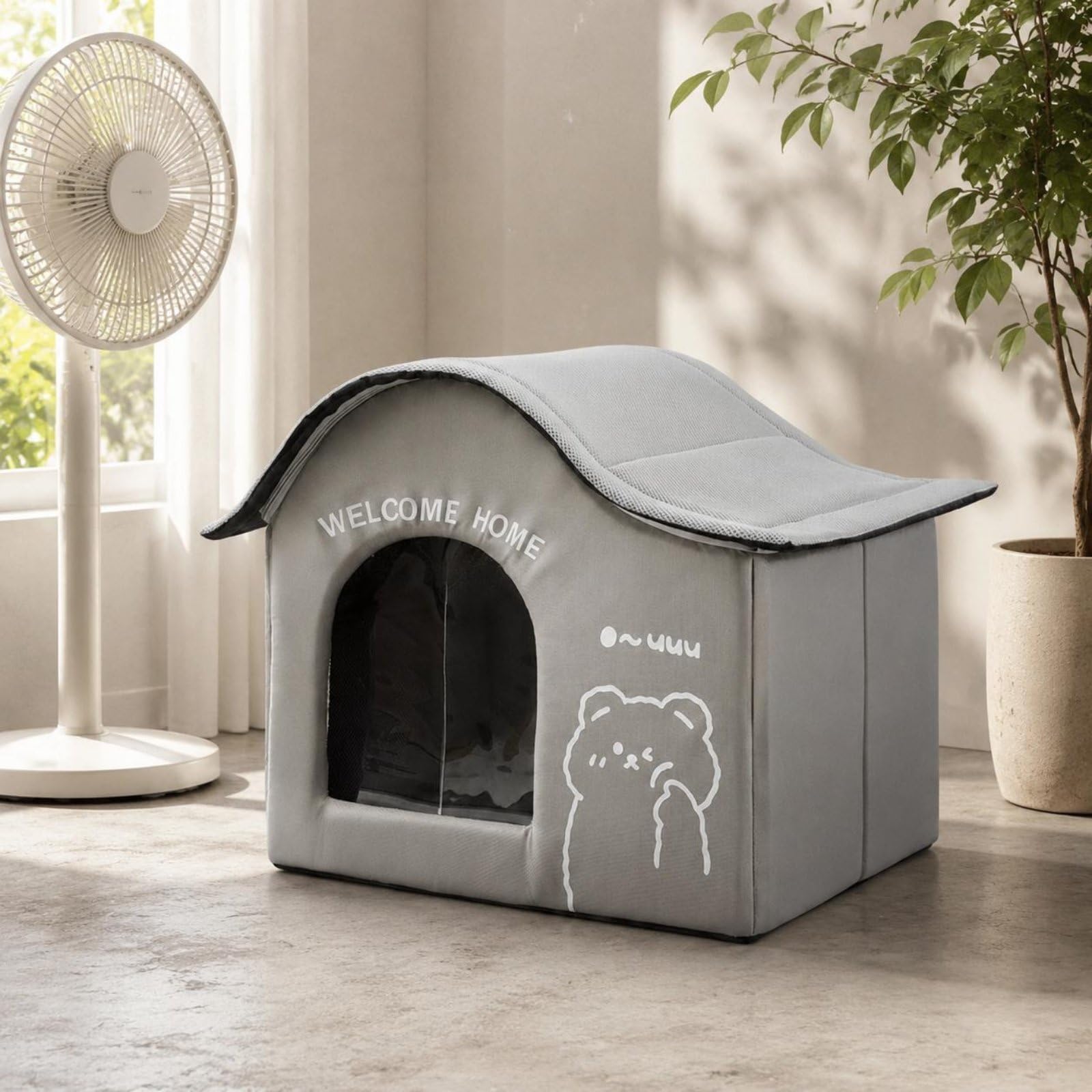 kowaku Rifugio Letto per Animali Cuccia Casa Struttura Isolante E Alloggio Ghiaccio per Benessere Estivo Adatto per Cani, Grigio Mylo + Scatola Di Ghiaccio, L Adatto Per Peso Entro 25 Jin