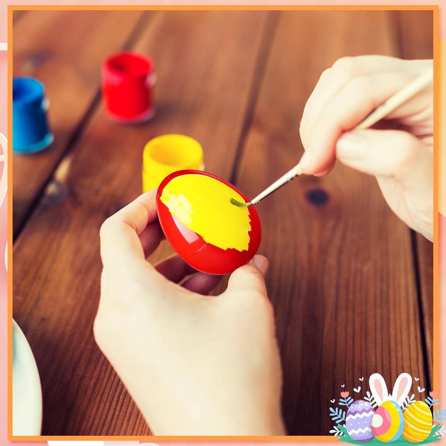 Leitee 24 Pcs Red Plastic Easter Eggs 4 Inch Large Blank Empty Eggs Bulk Paintable Detachable DIY Decoration for Easter Basket Stuffers Fillable Hunting Treats Party Favor Gift