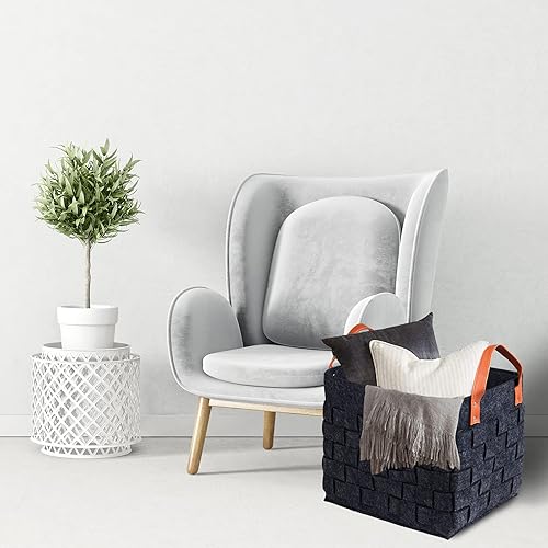 Miniatura 5 de BOLDMONKEY - Canasta para mantas, 20 x 20 x 13 pulgadas, 3XL, de fieltro, para guarderías, sala de estar, redonda, para juguetes, ropa, niños,