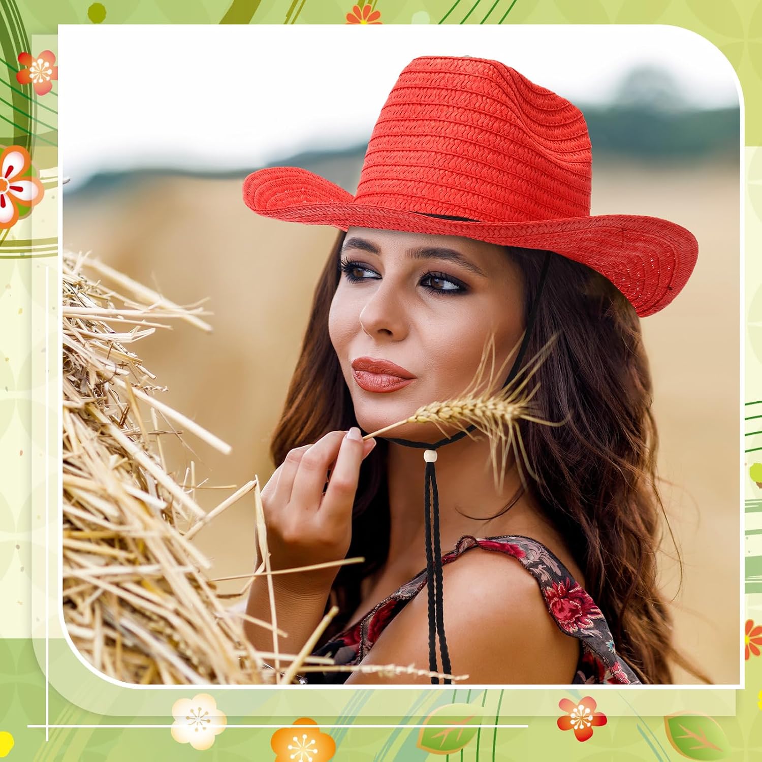 Hercicy 24 Pcs Straw Cowboy Hats Cowgirl Party Multicolored Cowboy Hats Bulk Colorful Western Style Country Accessories for Men Women Cowgirl, Concerts, Birthday