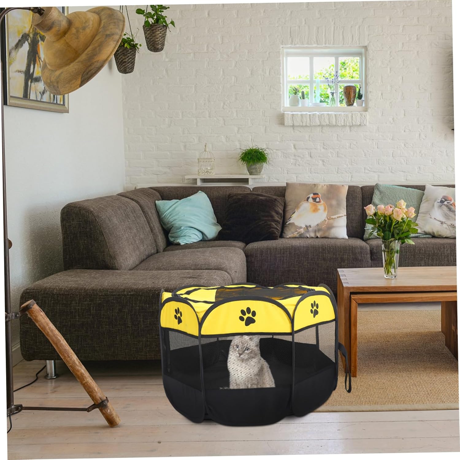 YARNOW Portable Dog Playpen Breathable Pet Tent for Cats and Dogs Spacious Eight-Sided Design for Use for Play and Easy to up and Maintain